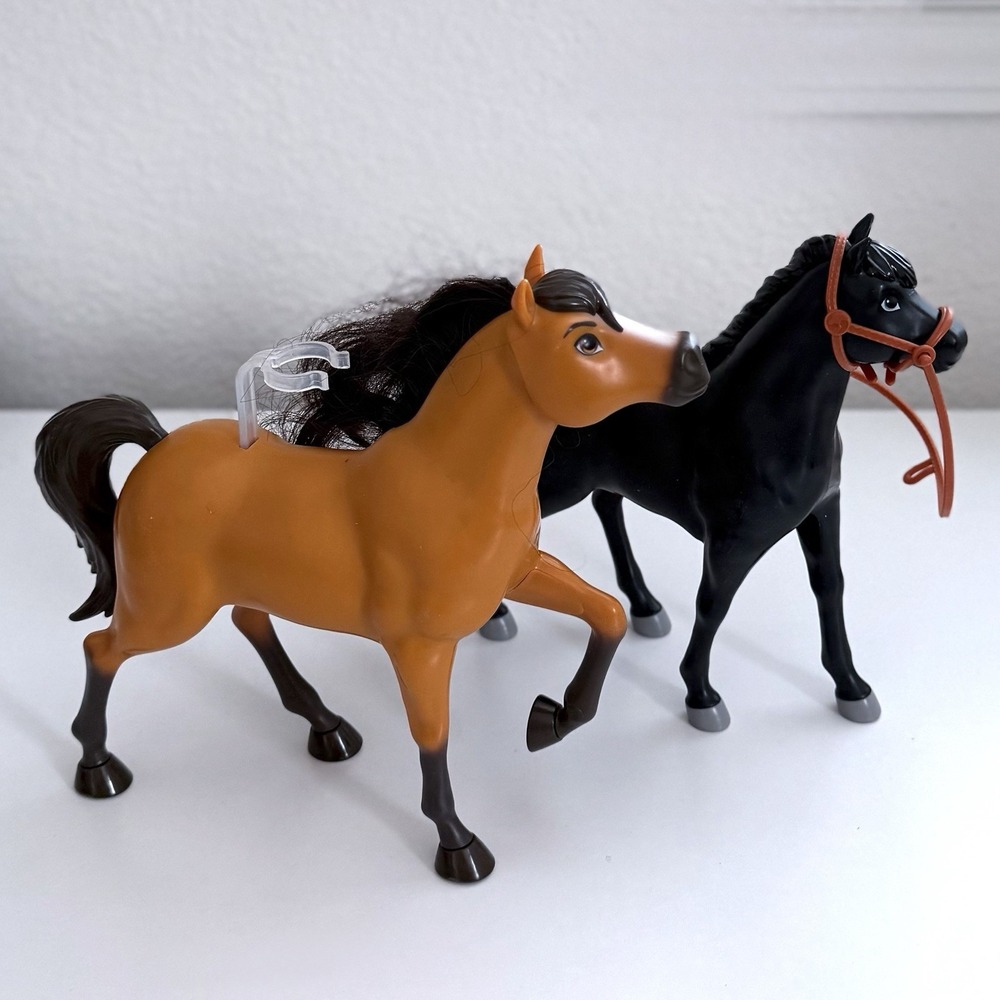 Mattel 2020 Spirit Untamed Horses Lot of 2 Brown Black Dark